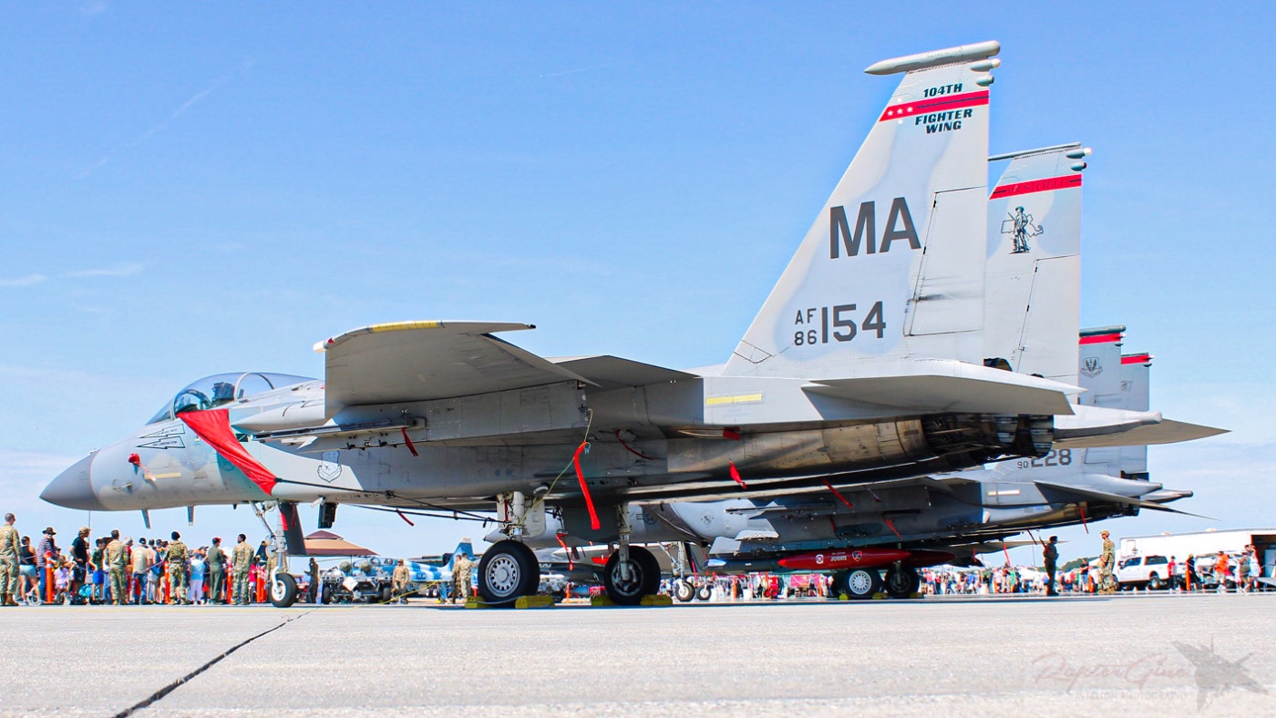 ground shot of the MA F15C and SJ F15E Eagles